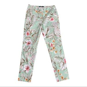 Zara Basic Botanical Print Ankle Pants Size M